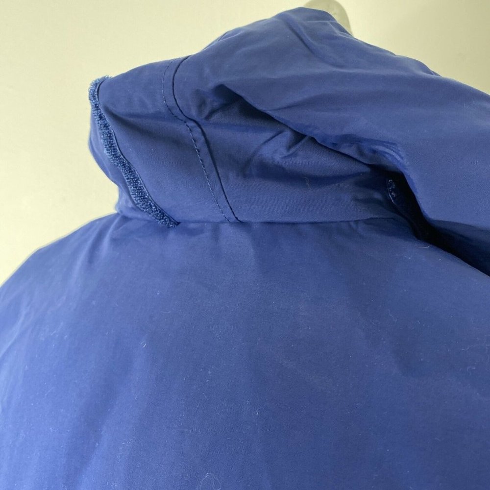 LL Bean Mens Windbreaker Jackets Sz M Blue Nylon Hood Pockets Coat - Picture 7 of 8